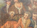 painting of a group of people sitting around a table in a room