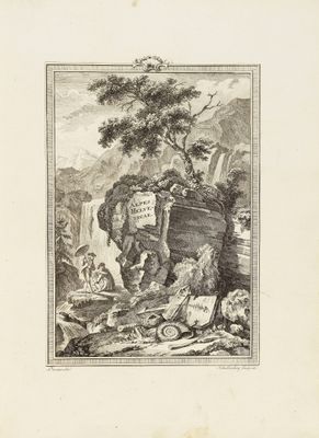 un dessin en noir et blanc représentant un homme assis sur un rocher près d'une cascade