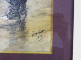 a picture of a drawing of a person in a boat