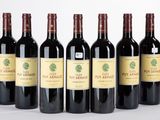 six bouteilles de vin rouge sont alignées