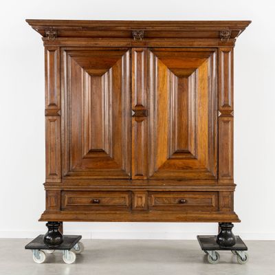 Ancienne armoire à coussins hollandaise, en bois de chêne, 1…