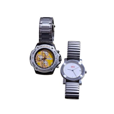 pair of two watches on a white background with a white background