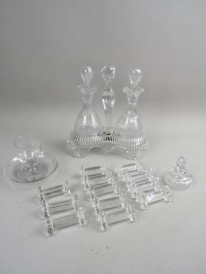 Porte huilier en verre à côtes Moutardier en verre gravé, la…