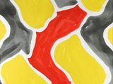 une photo d'un tableau représentant un motif jaune et rouge