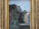 une image représentant un tableau où l'on voit un homme descendant un escalier