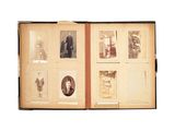 an open book with old photos of people in it
