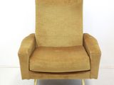 an image of a chair with a yellow upholstered back and legs