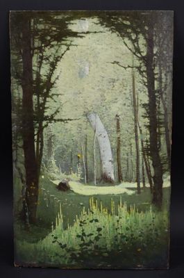 une photo d'un tableau représentant une personne dans les bois