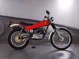 a motorcycle that is parked in a parking garage