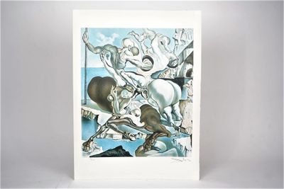 an image of a painting of a man riding a horse and a woman riding a horse