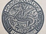 an image of a stamp on a piece of paper with a picture of a man riding a horse