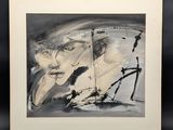 une image représentant une peinture en noir et blanc d'un homme
