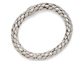 a close up of a silver bracelet on a white background