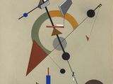 an image of a drawing of a clock with different shapes and colors