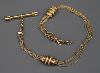 Chaine de montre formant chatelaine en or jaune 18k composée de 4 chai - Photo 1