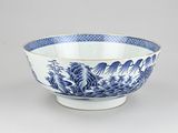 chinese blue and white bowl with landscape design