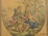 an image of a painting of a man and a woman in a wooded area