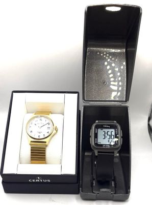 CERTUS / TEKDAY - 2 montres, une noire de la marque TEKDAY, cadran num - Photo 1