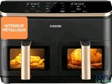La friteuse à air chaud comporte deux plateaux à aliments à l'intérieur.