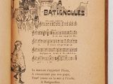 an open book with a drawing of a man on a horse drawn carriage