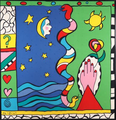 une image représentant un tableau où l'on voit une femme tenant un cœur