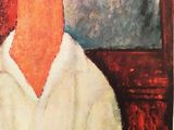 painting of a man in a hat sitting in a chair