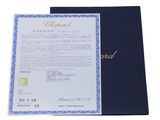 the certificate is in a blue folder with gold lettering
