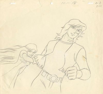 dessin représentant un homme et une femme se tenant la main devant un fond blanc