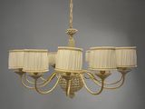 an image of a chandelier with five lamps hanging from the ceiling