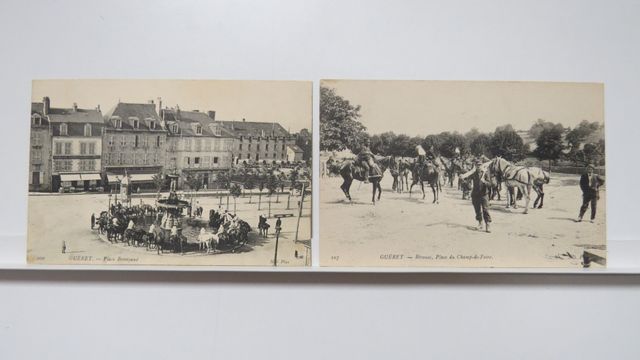 Guéret : Lot de 2cpa (TBE) : Bivouac, Place du Champ-de-Foire (ND...
