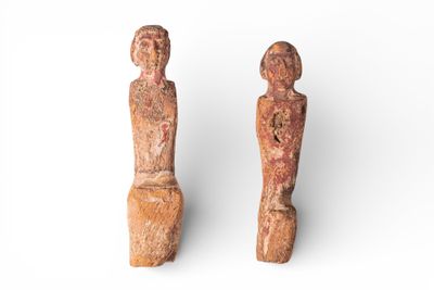 Paire DE Rameurs ÉGyptiens EN Bois