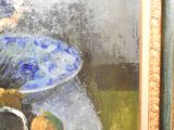a painting of a bowl of fruit on a table