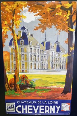 affiche vintage du château de La Loie, à Cheverny, en France