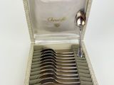 a silver spoon and spoon set in a box