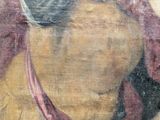 a painting of a woman brushing her hair with a brush