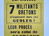 a yellow poster with a black and white image of a man on a bike