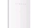 a white wall mounted device with the word atmocce on it