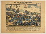 une vieille gravure représentant une bataille militaire au milieu du XXe siècle