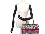 christian dior multicolored sequinned bag with pink and black trim
