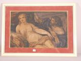 framed painting of a woman and a man sitting on a couch