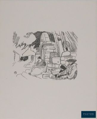 une image représentant un dessin en noir et blanc d'un homme assis sur un banc