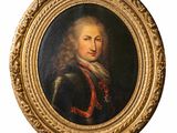 un vieux tableau représentant un homme en armure, dans un cadre doré