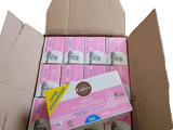 a cardboard box with a lot of baby bottles inside of it