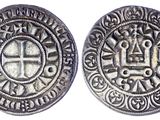 une pièce d'argent avec une croix au recto et une croix au verso