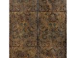 a pair of metal panels with ornate designs on them