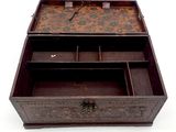 an old wooden box with a drawer inside of it