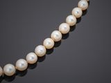 a cultured pearl and diamond necklace