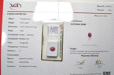a certificate with a picture of a red diamond