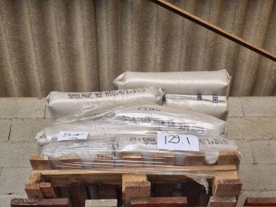 a pallet full of bags of cement sitting on a pallet