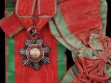 une image représentant un ruban rouge et vert surmonté d'une médaille